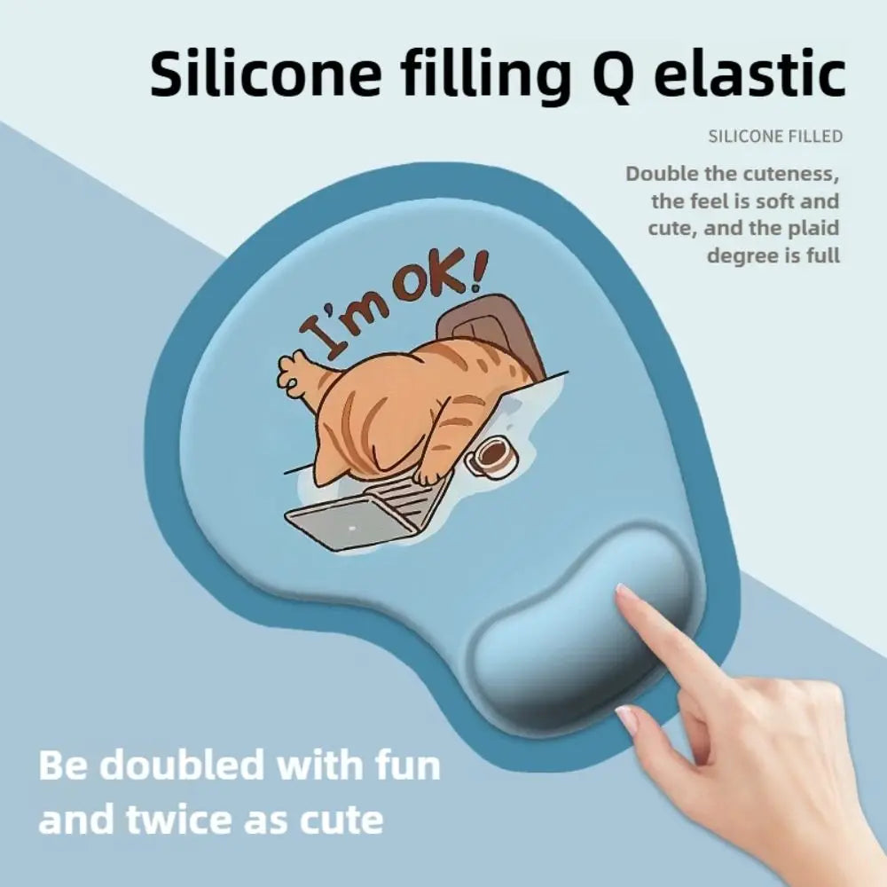 Non-Slip Cartoon Animal Mouse Pad Soft Ergonomic Comfortable Wrist Rest Smooth Surface Silicone Desktop Wrist Support