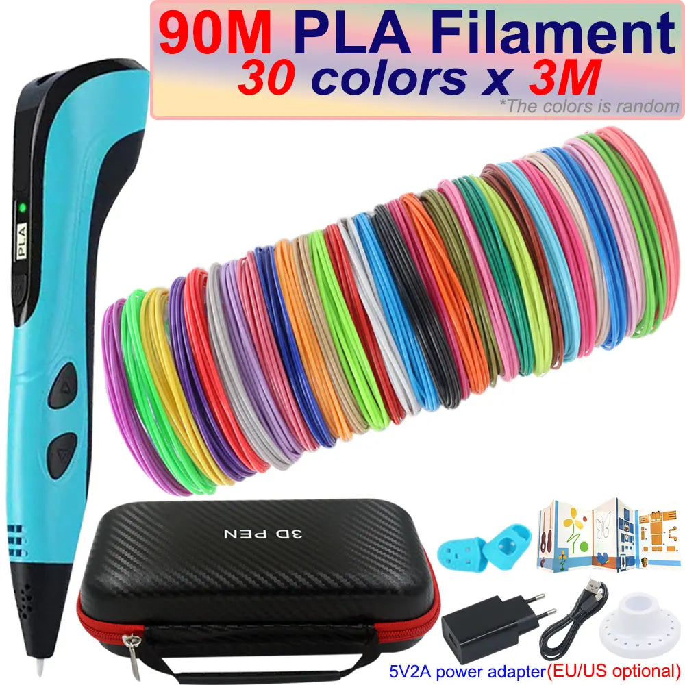 Kids 3D Pen with LCD Screen – 200M PLA Filament, Power Adapter & Travel Case