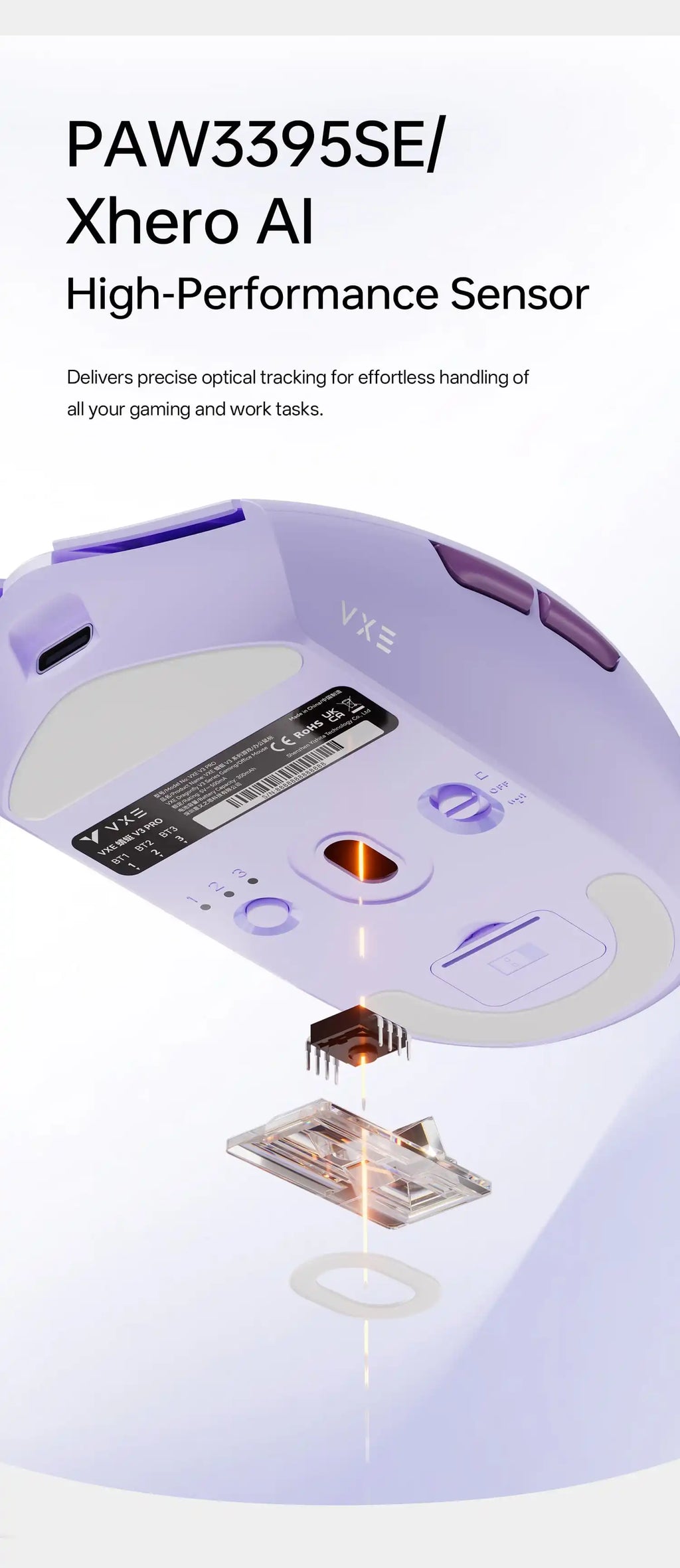 VXE Dragonfly V3 Pro 4-Mode Wireless Gaming Mouse – Ultra-Lightweight