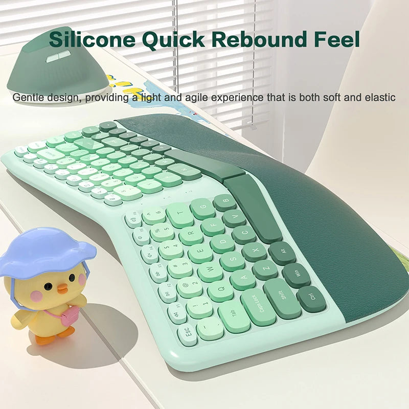 MOFII Ergonomic 2.4G Wireless Keyboard & Mouse Combo – Split Design with Wrist Rest