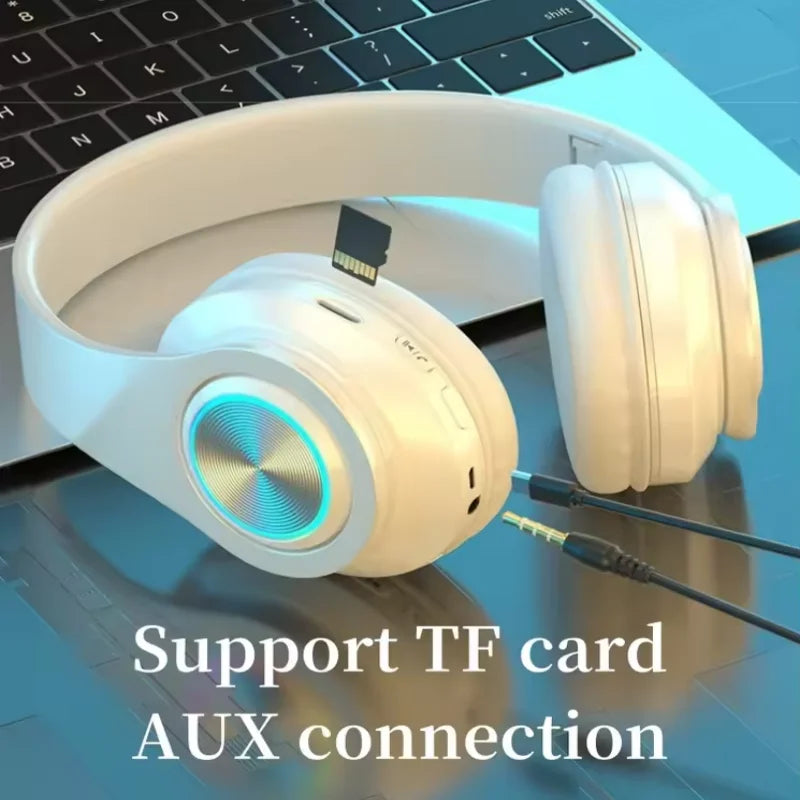 RGB Bluetooth Headphones with Active Noise Cancellation – Foldable Over-Ear, 12hr Battery