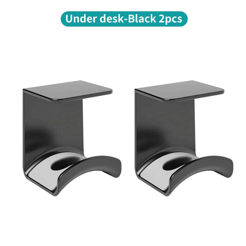 Universal No-Drill Headphone Stand – Under-Desk & Wall-Mount Headset Hanger, Adhesive Plastic Holder for Gaming Headphones, Earbuds & Audio Gear