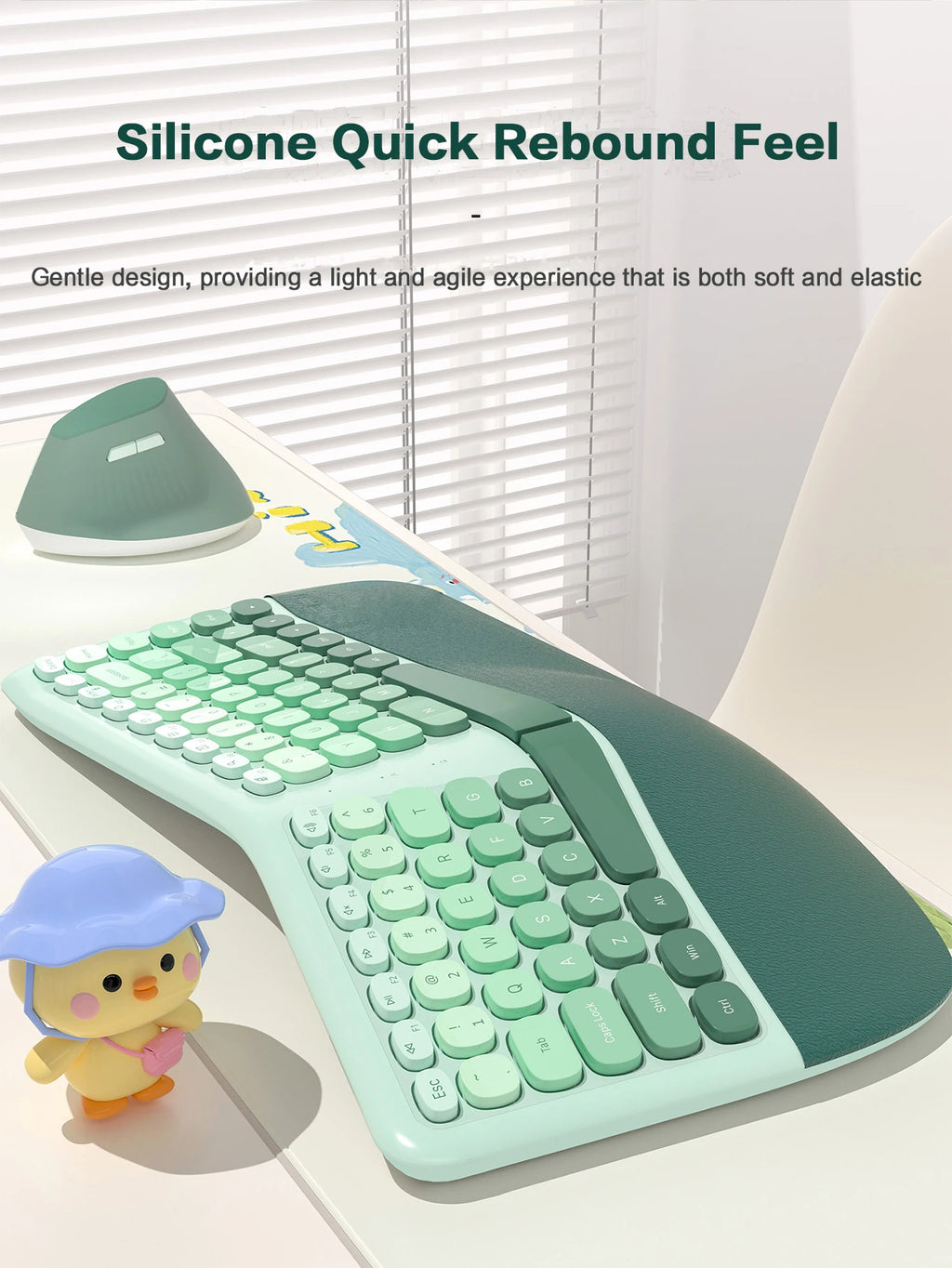 MOFII Ergonomic 2.4G Wireless Keyboard & Mouse Combo – Split Design with Wrist Rest