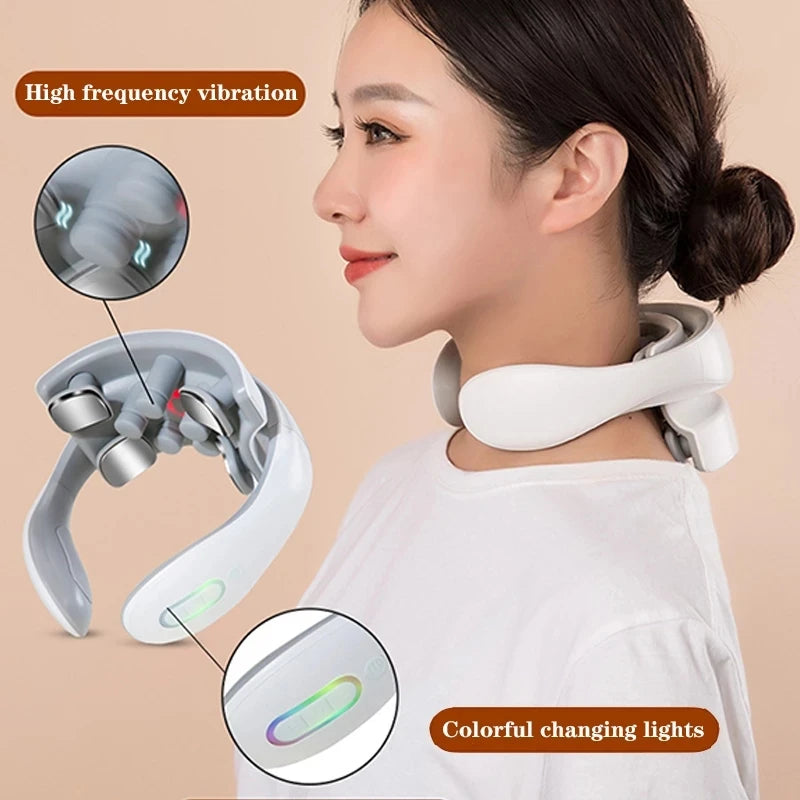 RedLight Smart Neck Massager – Portable Cervical Vibrator with Red Light Therapy