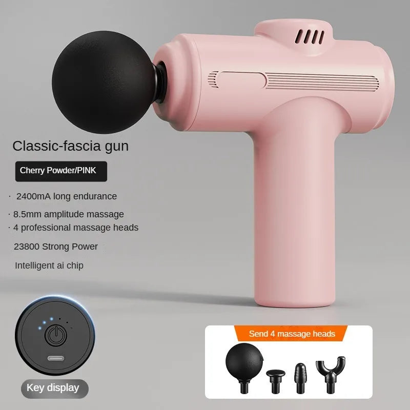 MiniGun USB Electric Massage Gun – Mini Deep Tissue, 8 Heads for Body & Face