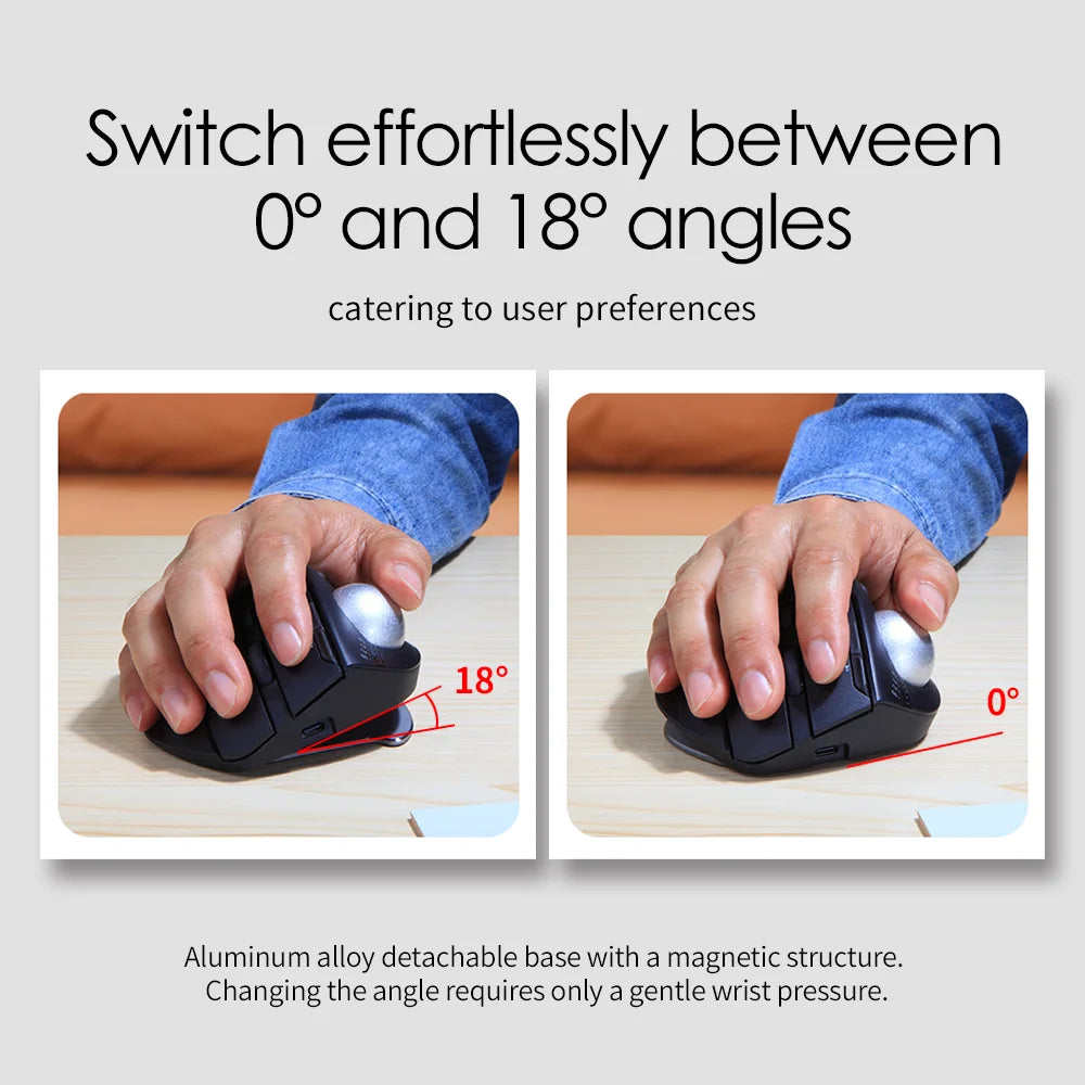 Lefon Trackball Mouse – Bluetooth Ergonomic 2.4G Wireless Rechargeable for PC & Office
