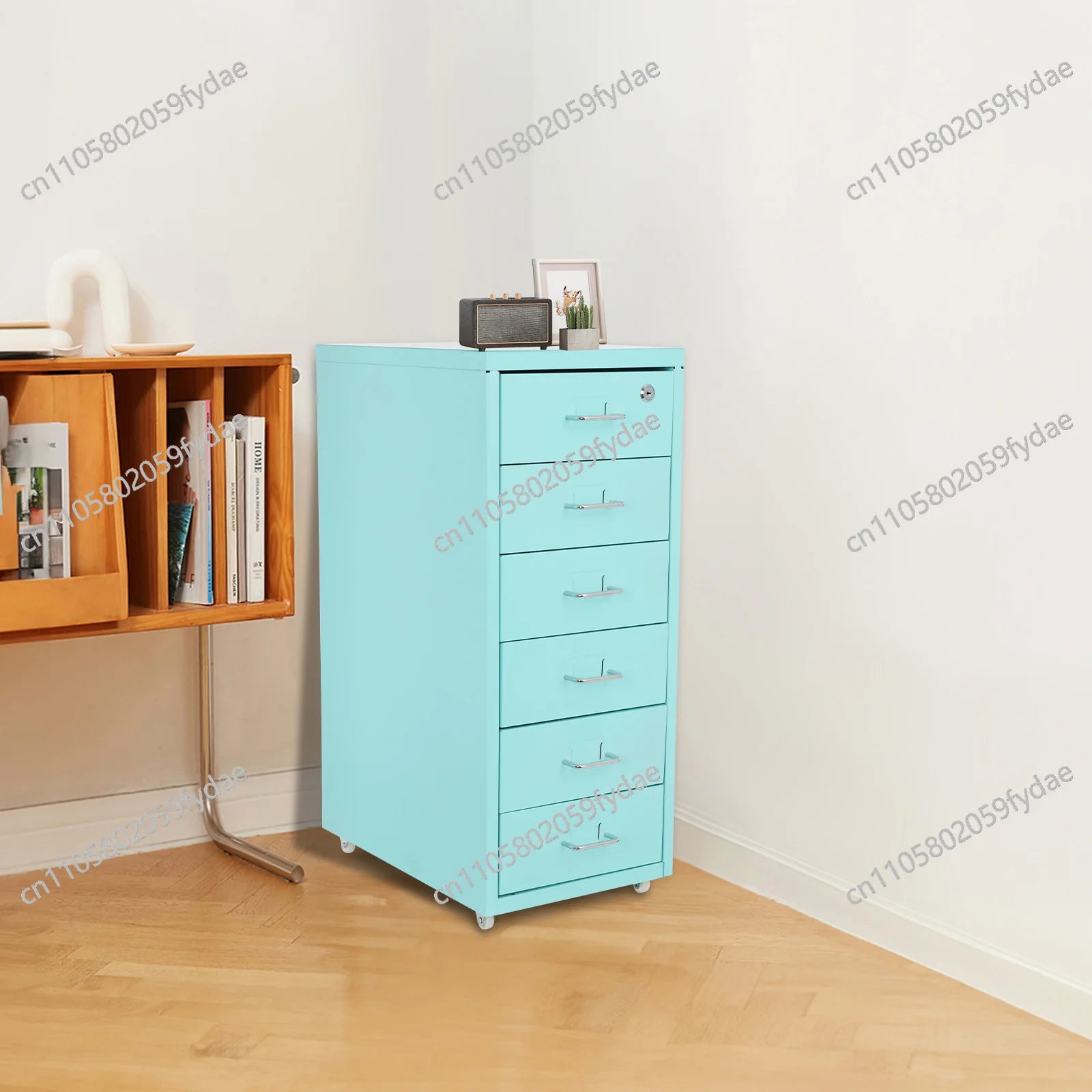 6-Tiers: Vertical File Cabinet,Cold-Rolled Steel Metal File Cabinet  Filing Cabinet Blue in the Office, Study