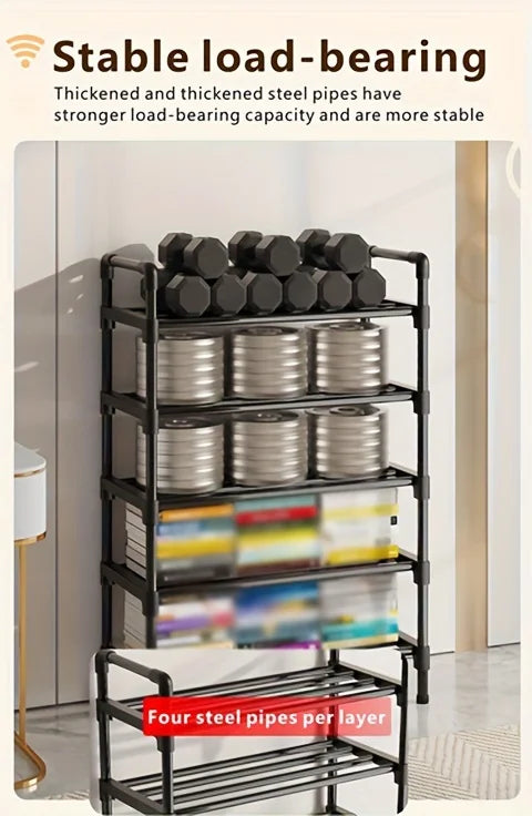 Multi-Tier Metal Shoe Rack Stackable Organizer Freestanding Black Space Saving Storage for Closet Bedroom Indoor Outdoor Use