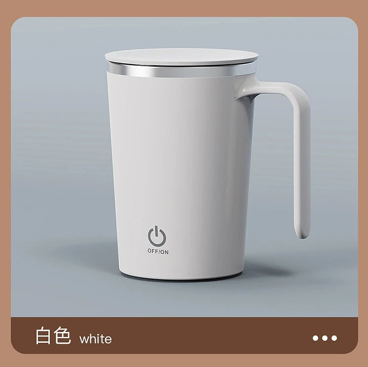 SpinSip Self-Stirring Magnetic Stainless Steel Mug – Auto Mixing Coffee Cup