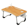 Foldable Computer Desk Featuring 4 USB Ports Mini Light Fan Cup Holder Side Drawer Card Slot Portable for Laptop Use on Bed Y5GB