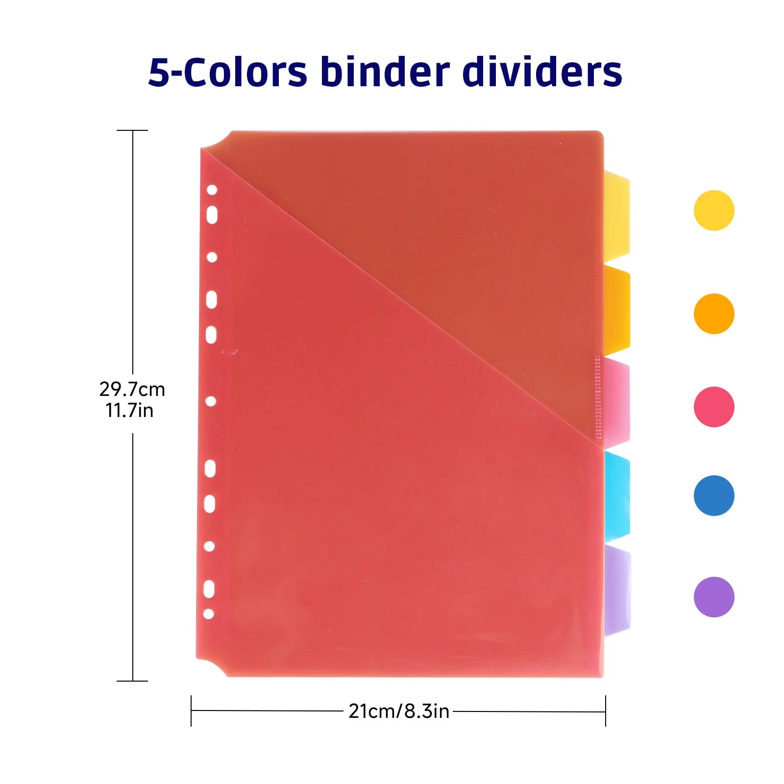 PocketDivide 10-Pack A4 Binder Dividers with Pockets & Tabs – 5 Colour Set