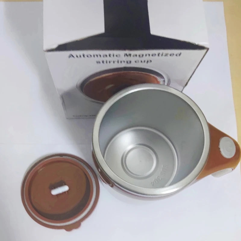 SpinSip Self-Stirring Magnetic Stainless Steel Mug – Auto Mixing Coffee Cup