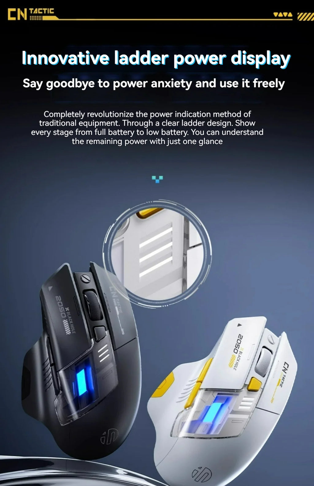 Inphic A9 Pro Tri-Mode Gaming Mouse – 12800 DPI, RGB Light Pillar & Macro Driver