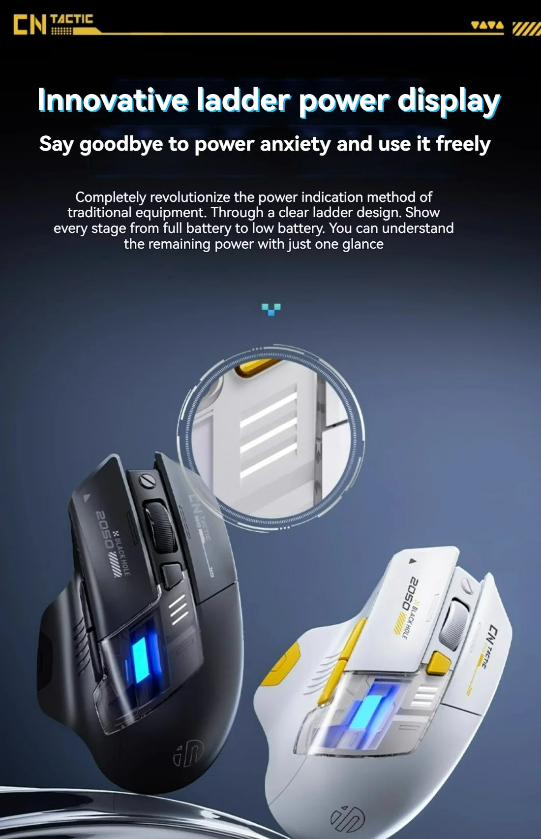Inphic A9 Pro Tri-Mode Gaming Mouse – 12800 DPI, RGB Light Pillar & Macro Driver