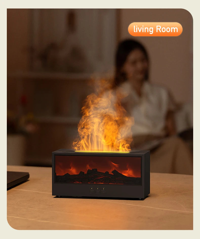 VISSKO Creative Fireplace Air Humidifier – Waterless Aroma Diffuser with LED & Remote Control