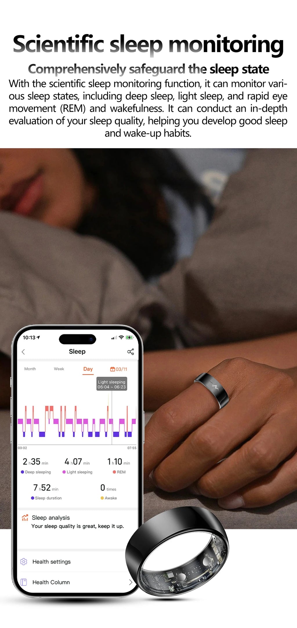 NOYAFA Smart Ring – Heart Rate, Blood Oxygen & Multi-Sport Health Monitor
