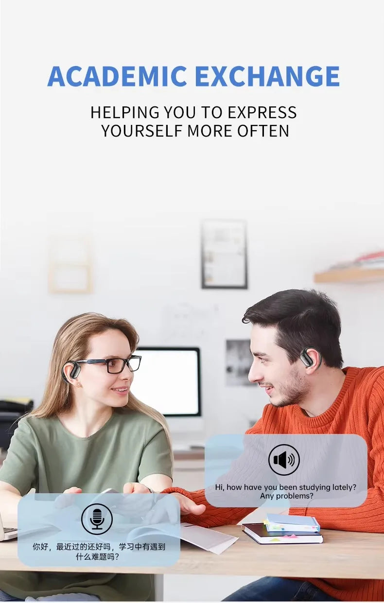 UYUXIO AI Translator Earbuds – 144 Languages Real-Time Translation, OWS Design