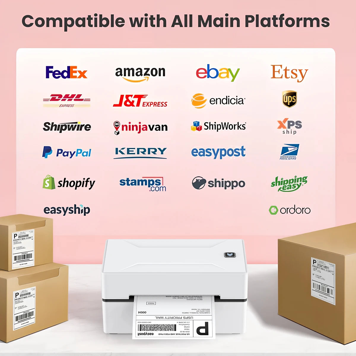 Marklife D100 Mini Bluetooth Label Printer – 4x6 Wireless Thermal Shipping Printer for Small Business