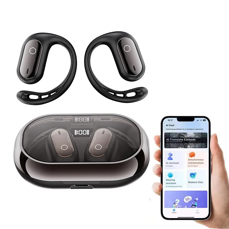 UYUXIO AI Translator Earbuds – 144 Languages Real-Time Translation, OWS Design