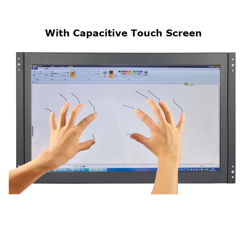 15.6" Industrial Open Frame Touchscreen Monitor – 1080P Capacitive 10-Point Touch, VESA Wall Mount, HDMI & VGA