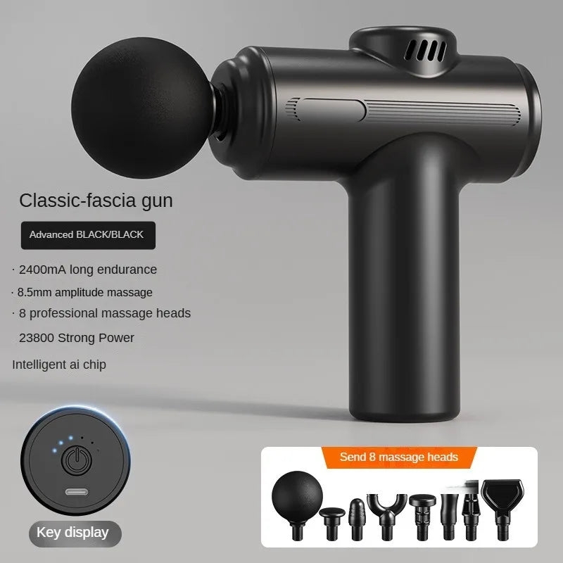 MiniGun USB Electric Massage Gun – Mini Deep Tissue, 8 Heads for Body & Face