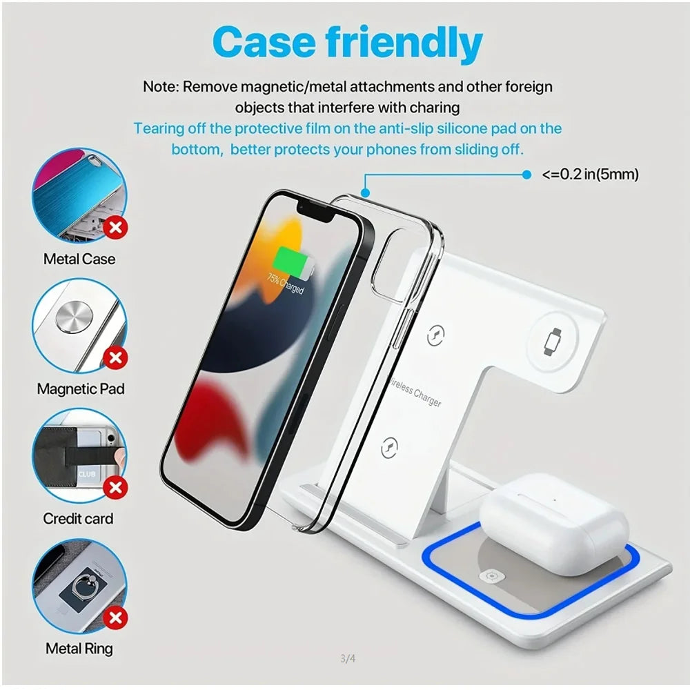 TriCharge 40W 3-in-1 Foldable Wireless Charging Station – iPhone, Apple Watch & AirPods
