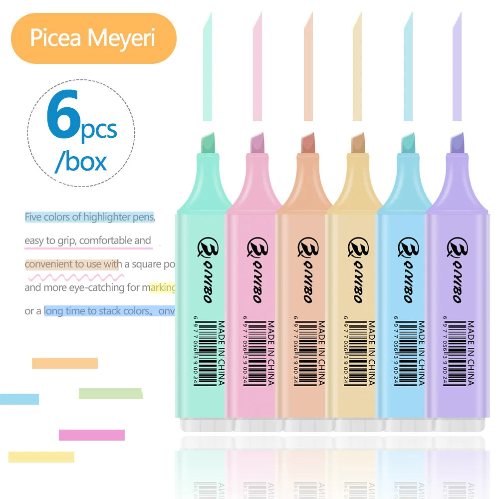 Macaron Pastel Highlighter Set – Soft Color Chisel Tip Markers