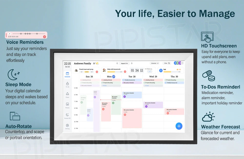 FamilyBoard 15.6" WiFi Smart Digital Calendar & Chore Chart – HD Touchscreen Family Planner