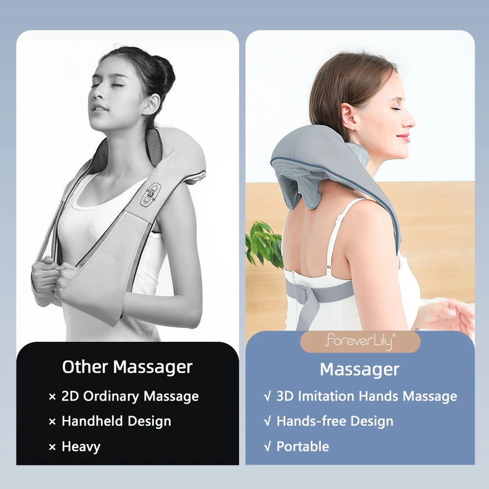 Foreverlily 26W Brushless Neck & Shoulder Kneading Massage Shawl – Wireless