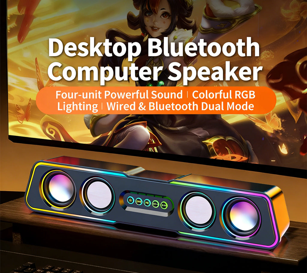 Computer Soundbar with Deep Bass High Volume Wired Desktop Speaker for PC Laptop Home Use
