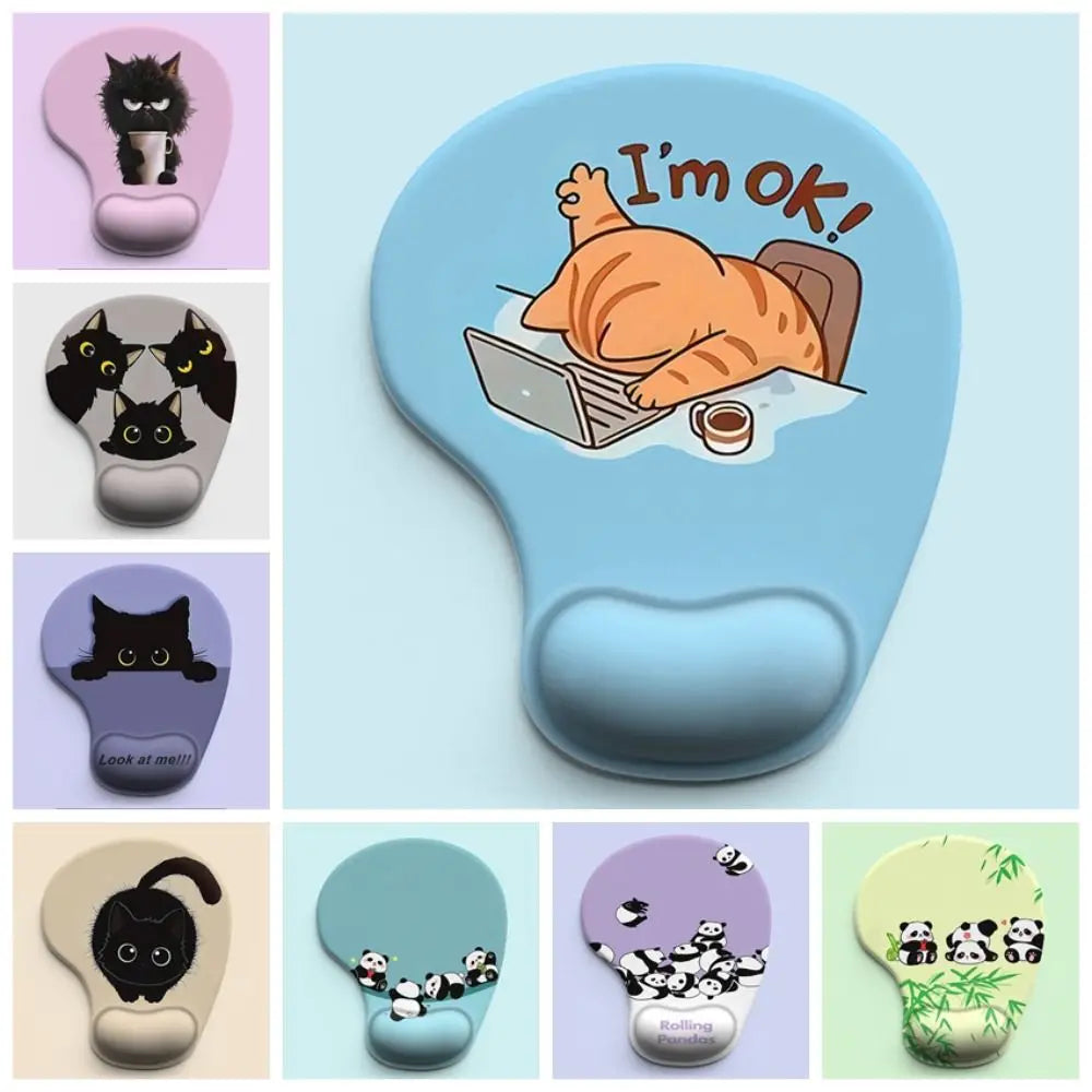 Non-Slip Cartoon Animal Mouse Pad Soft Ergonomic Comfortable Wrist Rest Smooth Surface Silicone Desktop Wrist Support