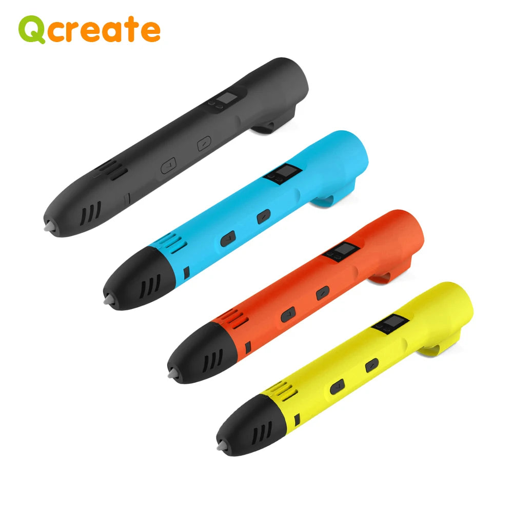 QCREATE 3D Printing Pen – LCD Display, 8 Speeds, PLA & ABS, 60-245°C