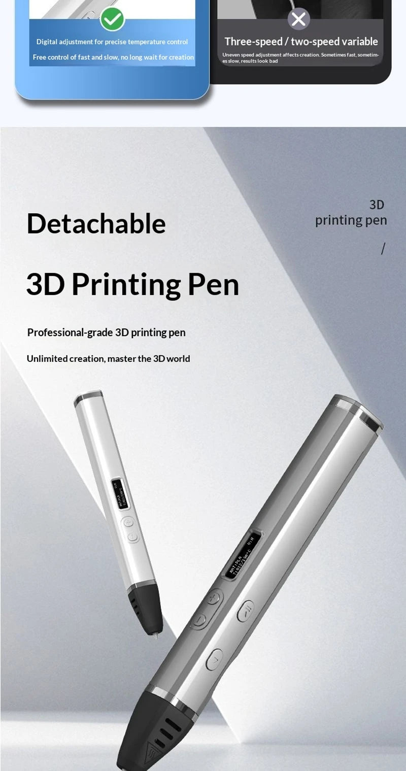 Lenovo 3D Pen – OLED Display, DIY Scribble Pen with PLA Filament