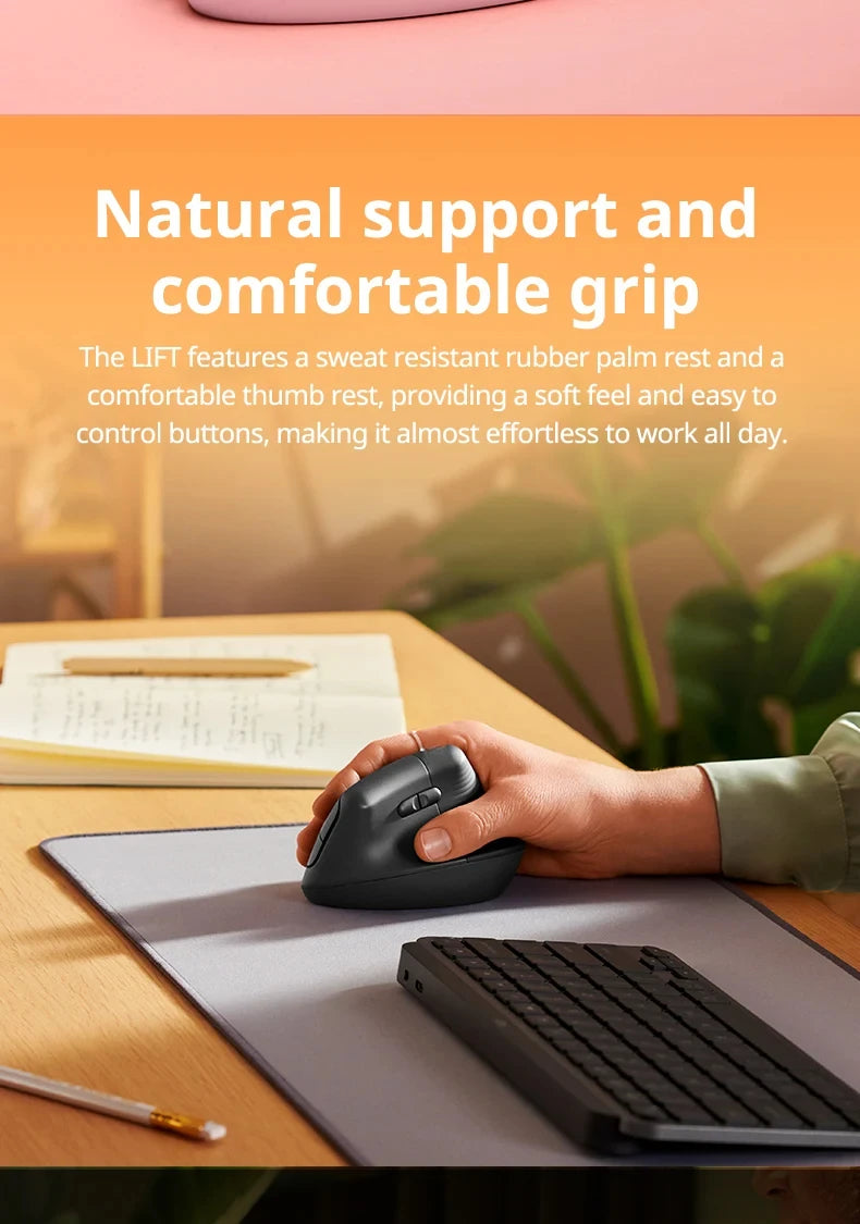 Lift Vertical Mouse  Ergonomic Wireless With Silent Click Bluetooth/Usb Dual Mode For Pc Laptop Tablet Wrist Pain