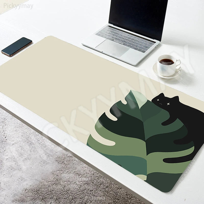 Kawaii Garden XL Desk Mat – Cute Plants & Cat Gaming Mouse Pad (900×400mm)