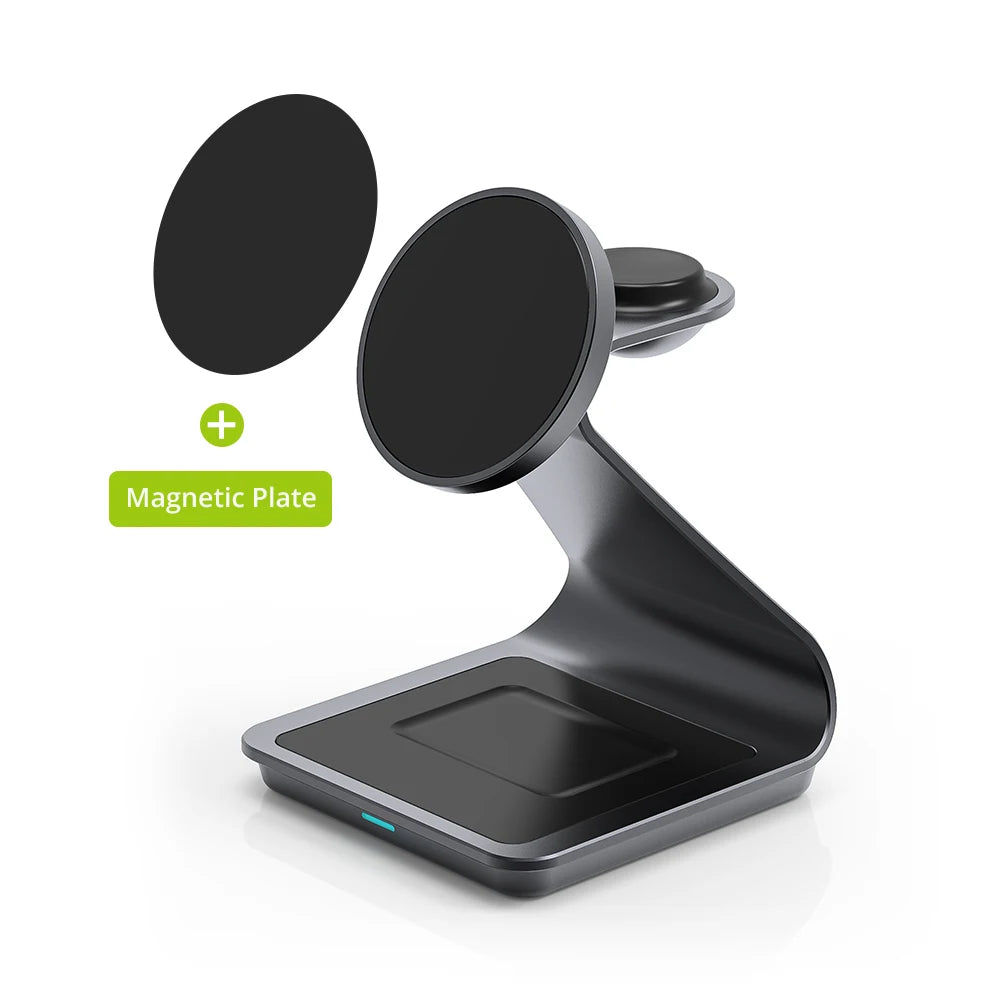 Bonola 3-in-1 Magnetic Wireless Charging Station – iPhone 17/16/15/14, Apple Watch & AirPods Pro