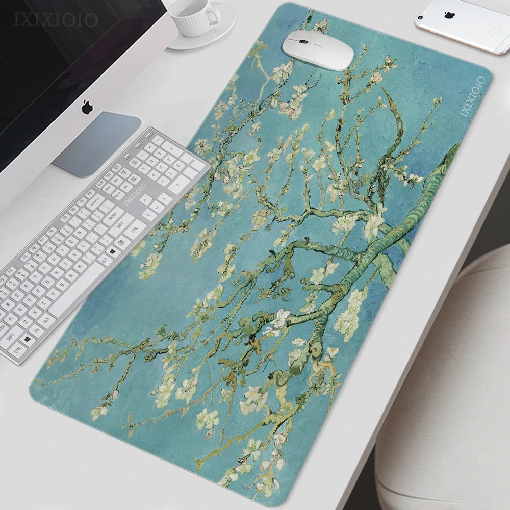Van Gogh Starry Night XL Gaming Mouse Pad – Artistic XXL Desk Mat | HD Printed Non-Slip Soft Rubber Playmat for Office & Gaming Setup