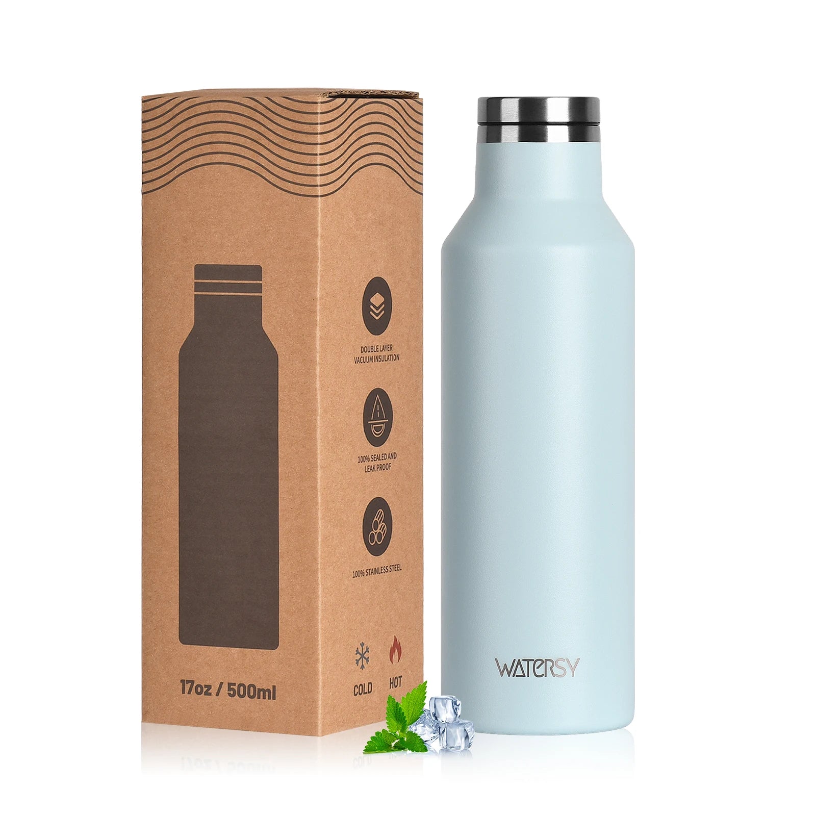 WATERSY Stainless Steel Thermal Cup – 350ml / 500ml, Vacuum Flask for Coffee & Sport