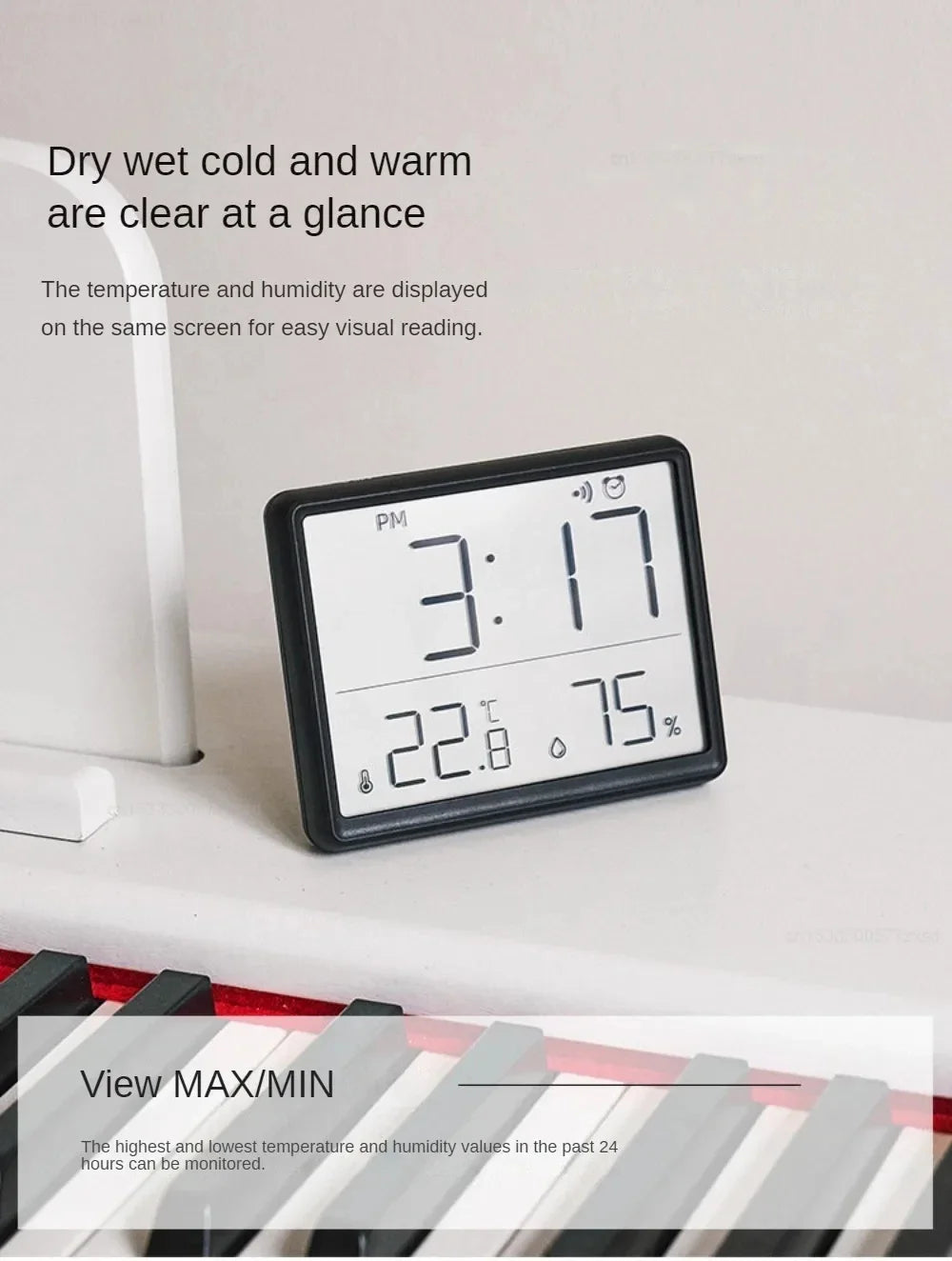 MIJIA 3.7 Inch Large LCD Digital Wall Clock Humidity Thermometer Calendars Display Magnetic Mounted Alarm Clock Household Tool