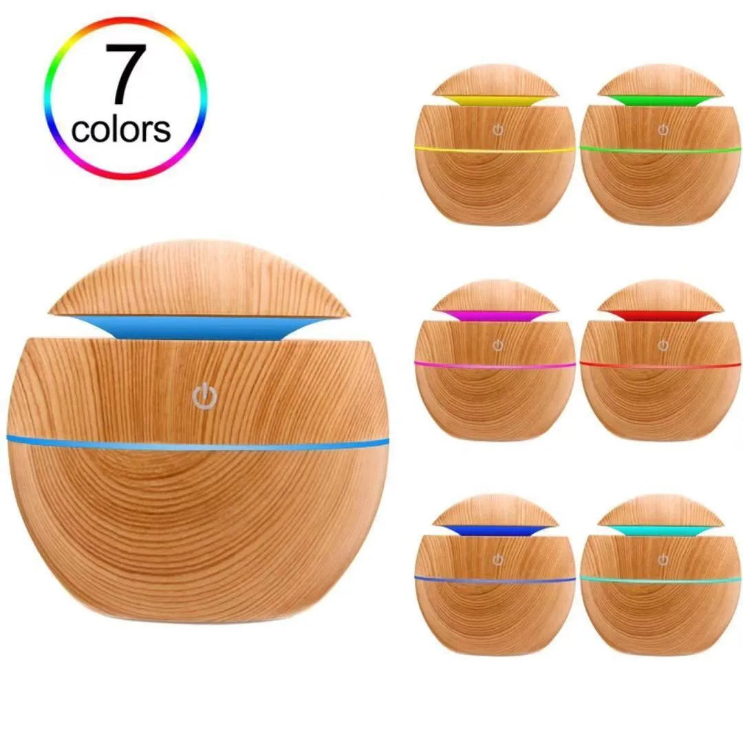 GrainMist USB Ultrasonic Cool Mist Aroma Diffuser – Wood Grain Essential Oil Humidifier & Air Purifier