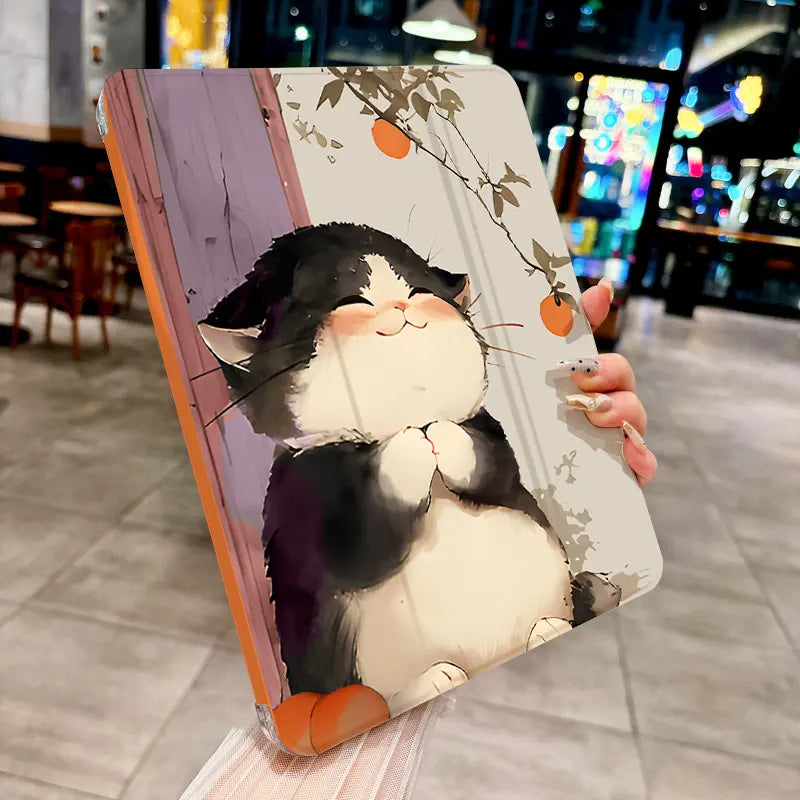 Happy Kitten iPad Case – Cute TPU Protective Cover for iPad Pro 10/11", Air 3rd–5th Gen, Mini 6