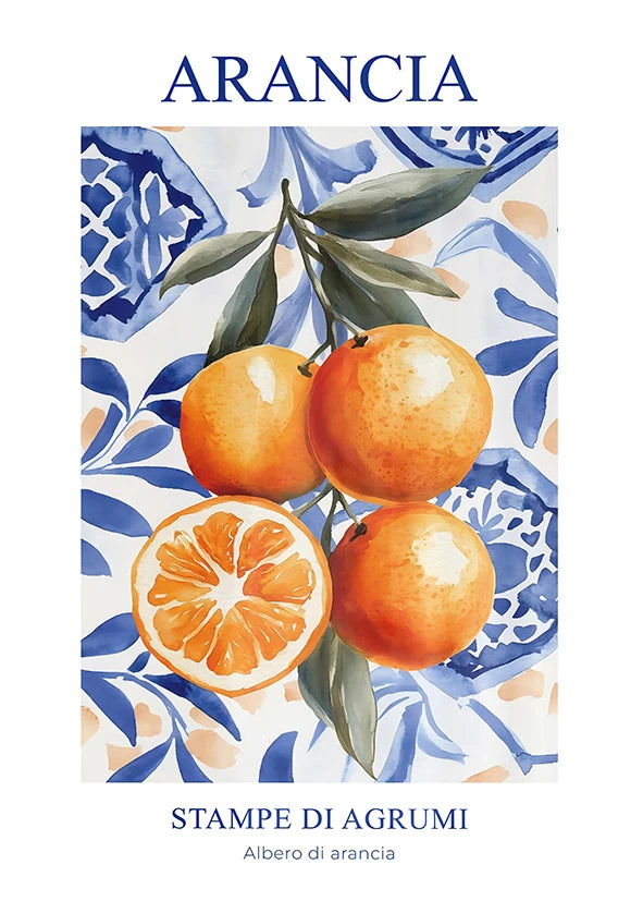 Retro Lemon Garden Canvas Art Poster-Fresh Lemon and Olive Tree Wall Prints for Modern Living Room,Office,and Home Decor Gifts
