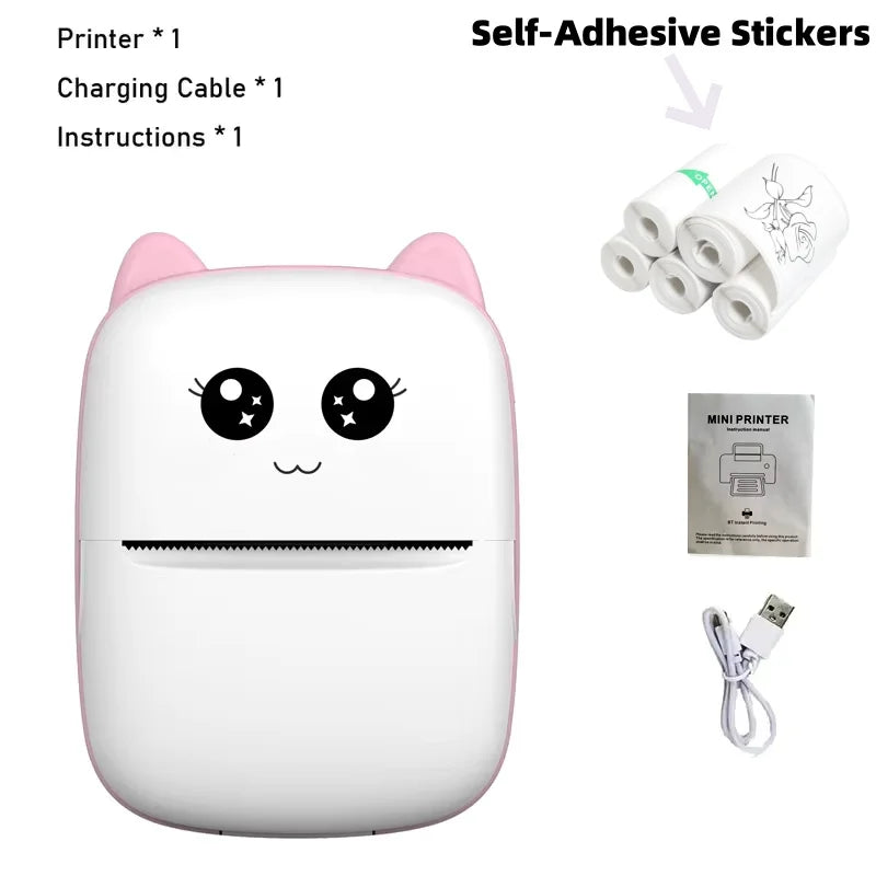 CatPrint Mini Thermal Pocket Printer – 58mm Wireless Bluetooth Photo & Label Printer for Android & iOS