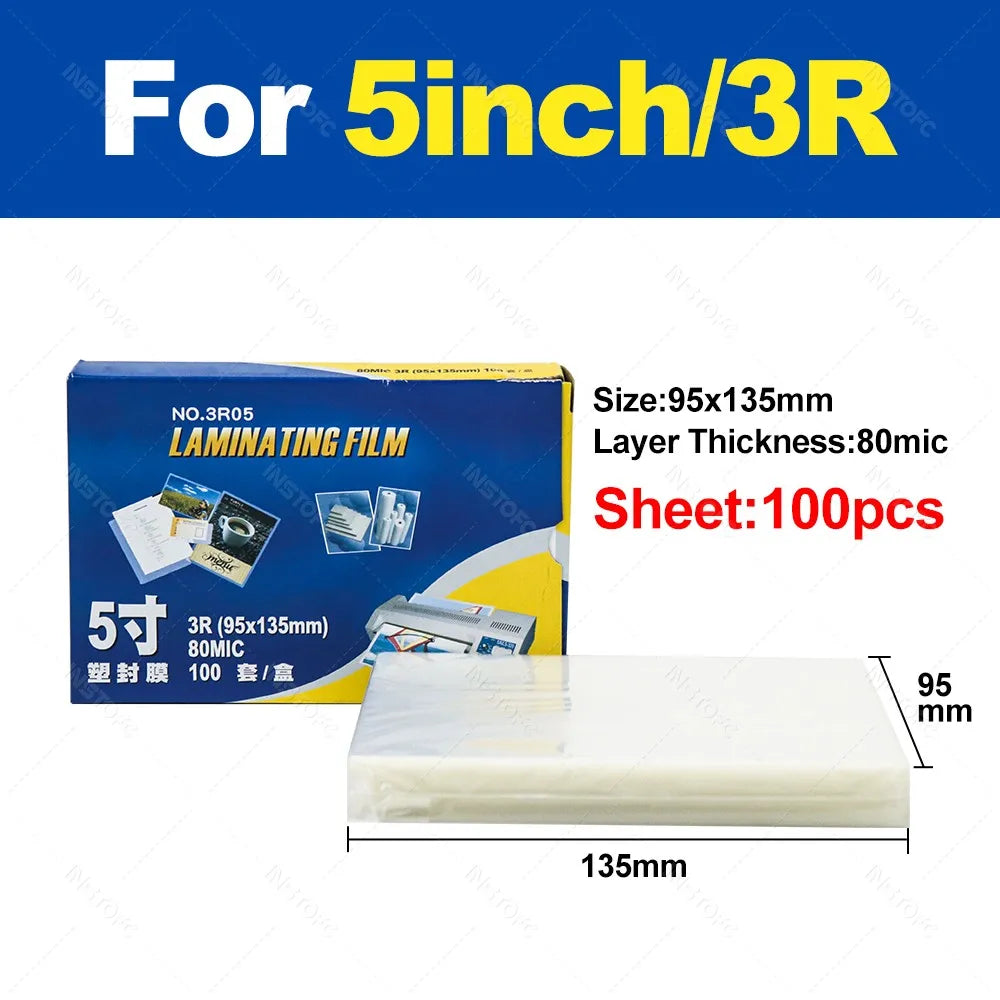 100-Pack Clear Thermal Laminating Sheets (A4/A5/A6/2R–4R) – 80 Mic Round-Corner Laminator Pouches | Crystal Clear Waterproof Document Protection Film