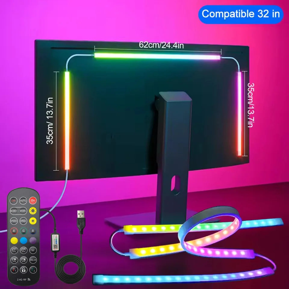 PC Backlight Monitor Ambilight Light Strip APP Control Music Sync RGBIC LED Lights Game Room Computer Atmosphere Decor Lamp