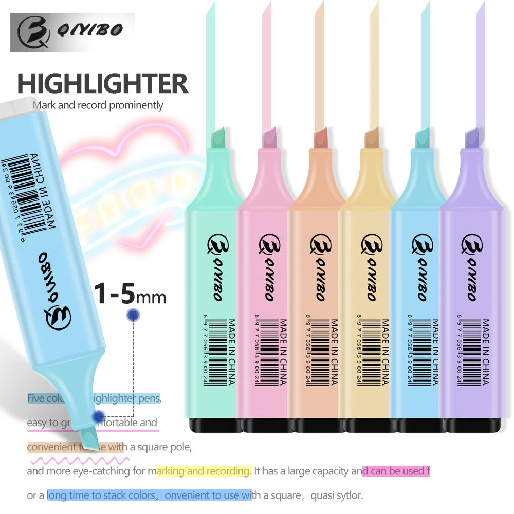 Macaron Pastel Highlighter Set – Soft Color Chisel Tip Markers
