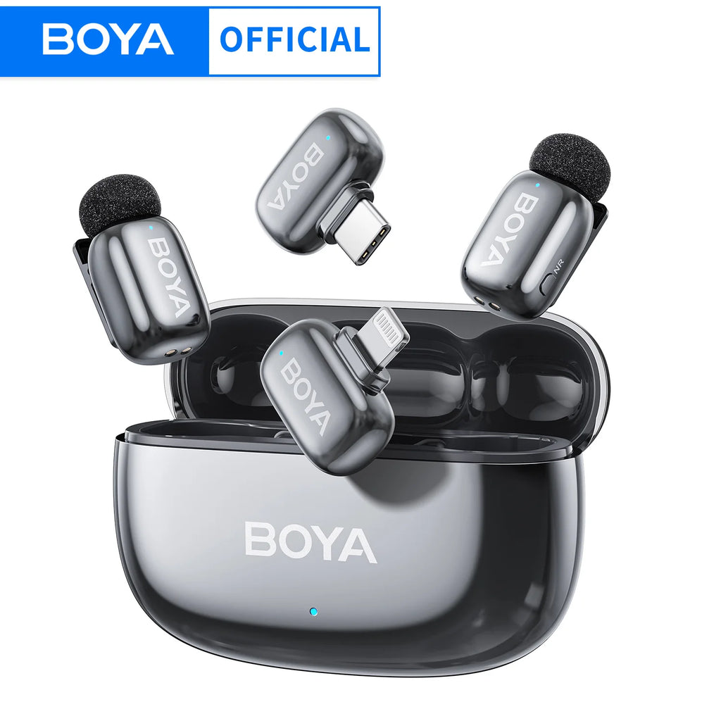 BOYA Mini 2 Wireless Lavalier Microphone – AI Noise Reduction for iPhone & Android