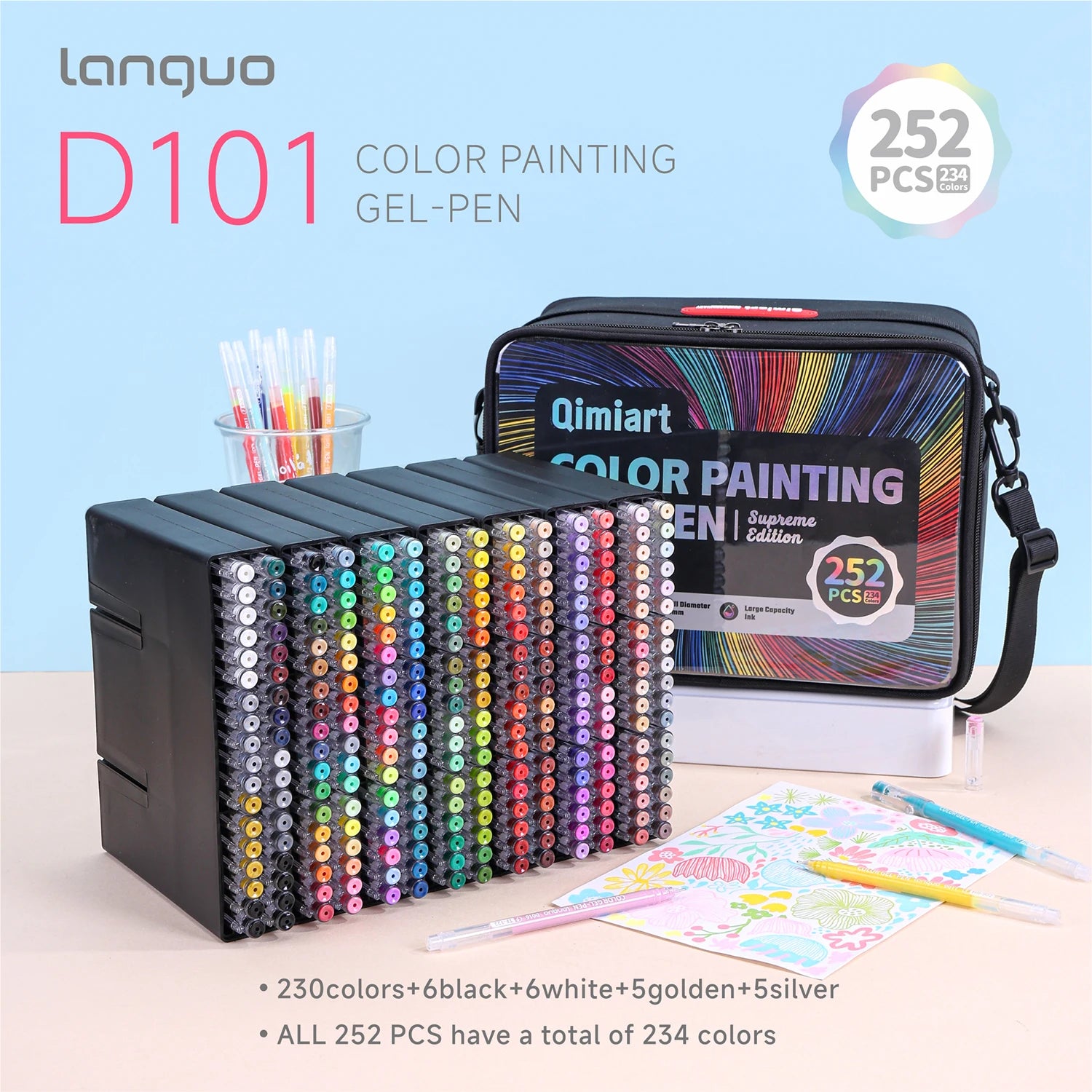 Languo 27-207 Colour Gel Pen & Marker Drawing Set – Student DIY Art Pens