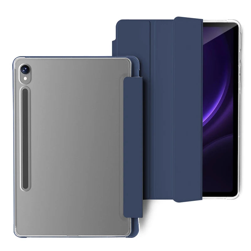Clear Crystal Tablet Case With Pen Slot For Samsung Galaxy Tab S9 S10 FE Lite 2023 2025 11''PU Leather Flip Magnetic Stand Cases
