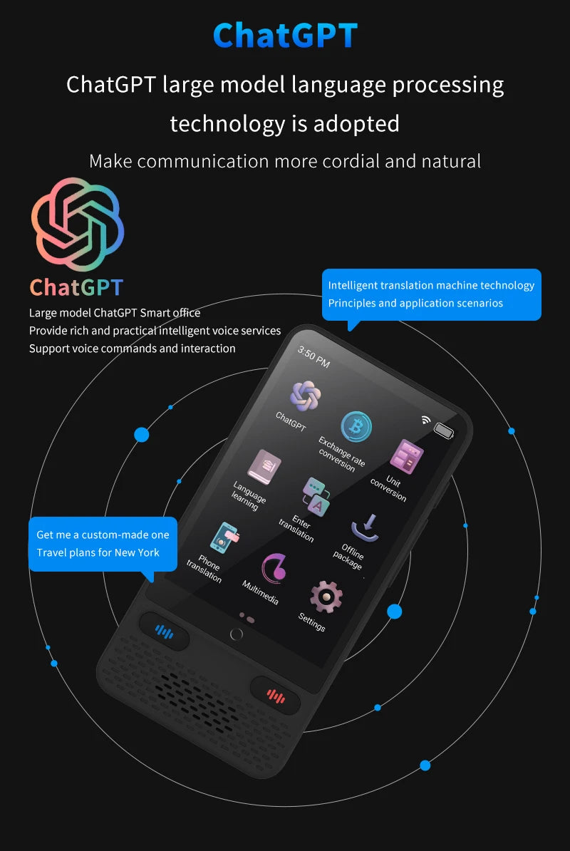 LinguaAI Voice Translator Device – 138 Languages, ChatGPT & Real-Time Two-Way